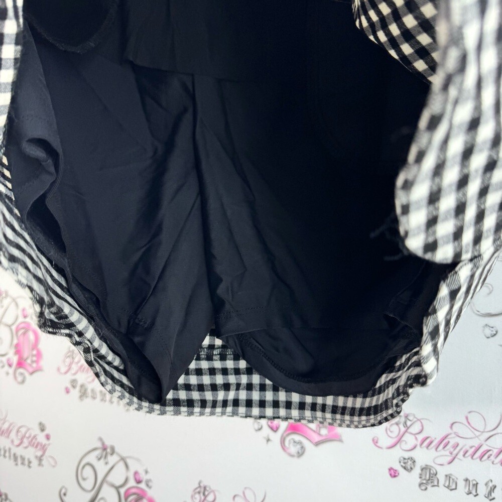 S.c & co skort shorts underneath Stylish Black and White Checkered Mini Skirt - Picture 6 of 11